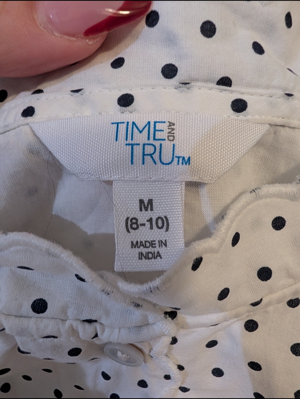 Time and Tru White Blouse with Black Polka Dots - Picture 2 of 3